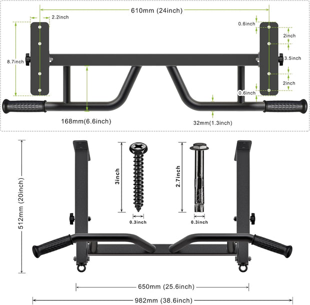 SELEWARE Heavy Duty Welded Pull Up Bar, Versatile Doorway Wall Mount, Joist Mounted, and Ceiling Mounted Chin Up Bars, Thick Metal Sturdy Construction for Full Body Workouts Support 500 lbs