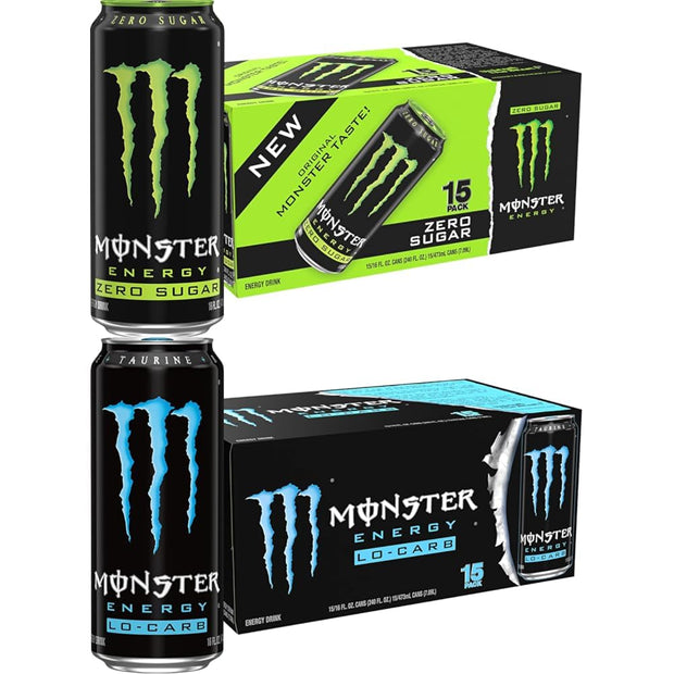 Monster Energy Zero Sugar, Low Calorie Energy Drink, 16 Ounce (Pack of 12)