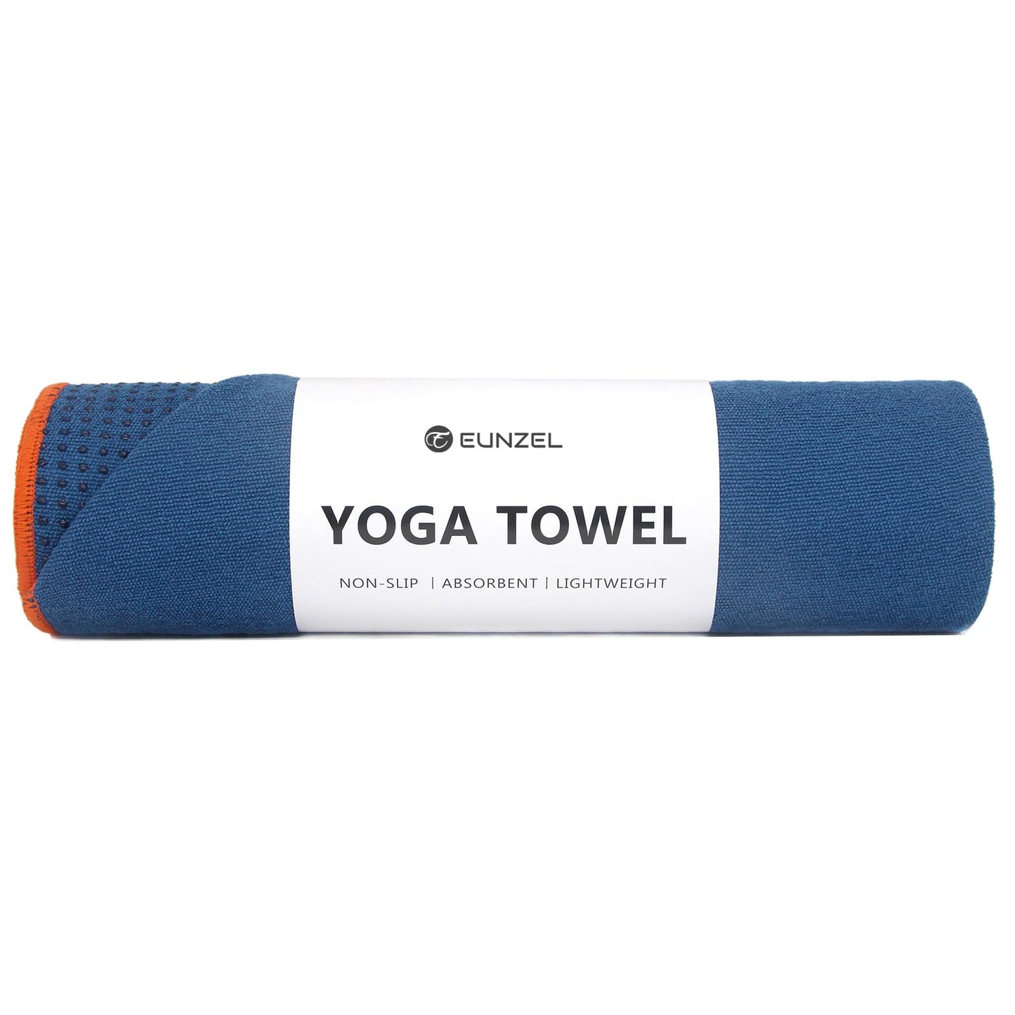 Eunzel Hot Yoga Towel - Microfiber Non Slip Yoga Mat Towel with Grip Dot Sweat Absorbent Towel for Hot Yoga, Pilates and Fitness 72" x 24", Dark Cyan/Orange