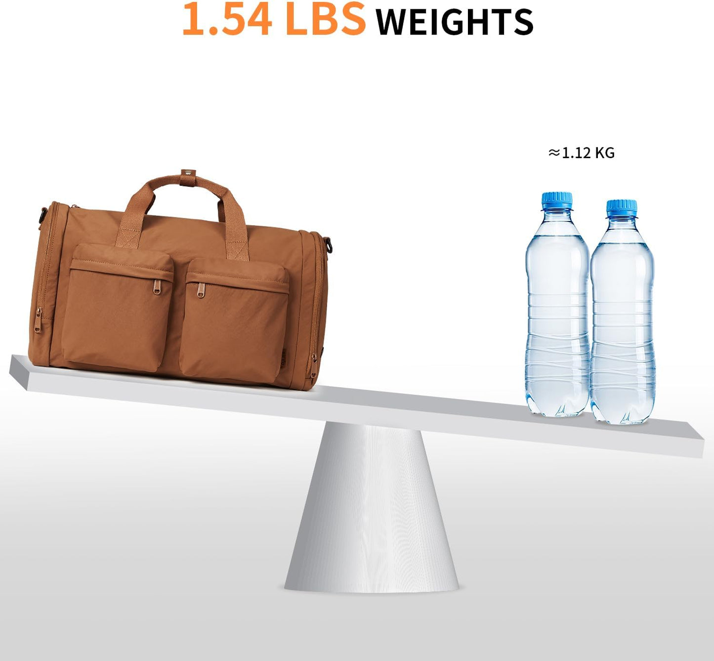 Aji Gym Bag for Women Men with Shoes Compartment, 3 in 1 Carry on Travel Duffel Bags with Trolley Sleeve, Lightweight&Water Resistant Gym Duffel Bag for Travel, Sports, Fitness & Workout(Warm Brown)