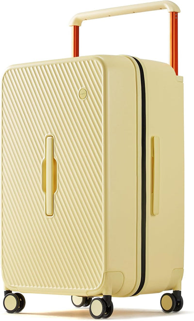 mixi 26 Inch Large Checked Luggage Suitcase with Spinner Wheels Upgrade Wide Handle PC Hard Shell Rolling Travel Suitcase with TSA Lock, Lark Yellow