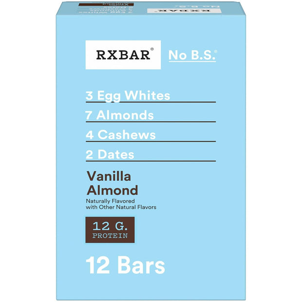 RXBAR Protein Bars, Protein Snack, Snack Bars, Vanilla Almond, 22oz Box (12 Count)