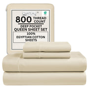 100% Egyptian Cotton Sheets King Size Sheets Set with Fully Elasticated Fitted Sheet & Pillowcase sets, 800 TC Hotel Collection Deep Pocket King Sheet Set, No Pill Soft Breathable Luxury White Bedding