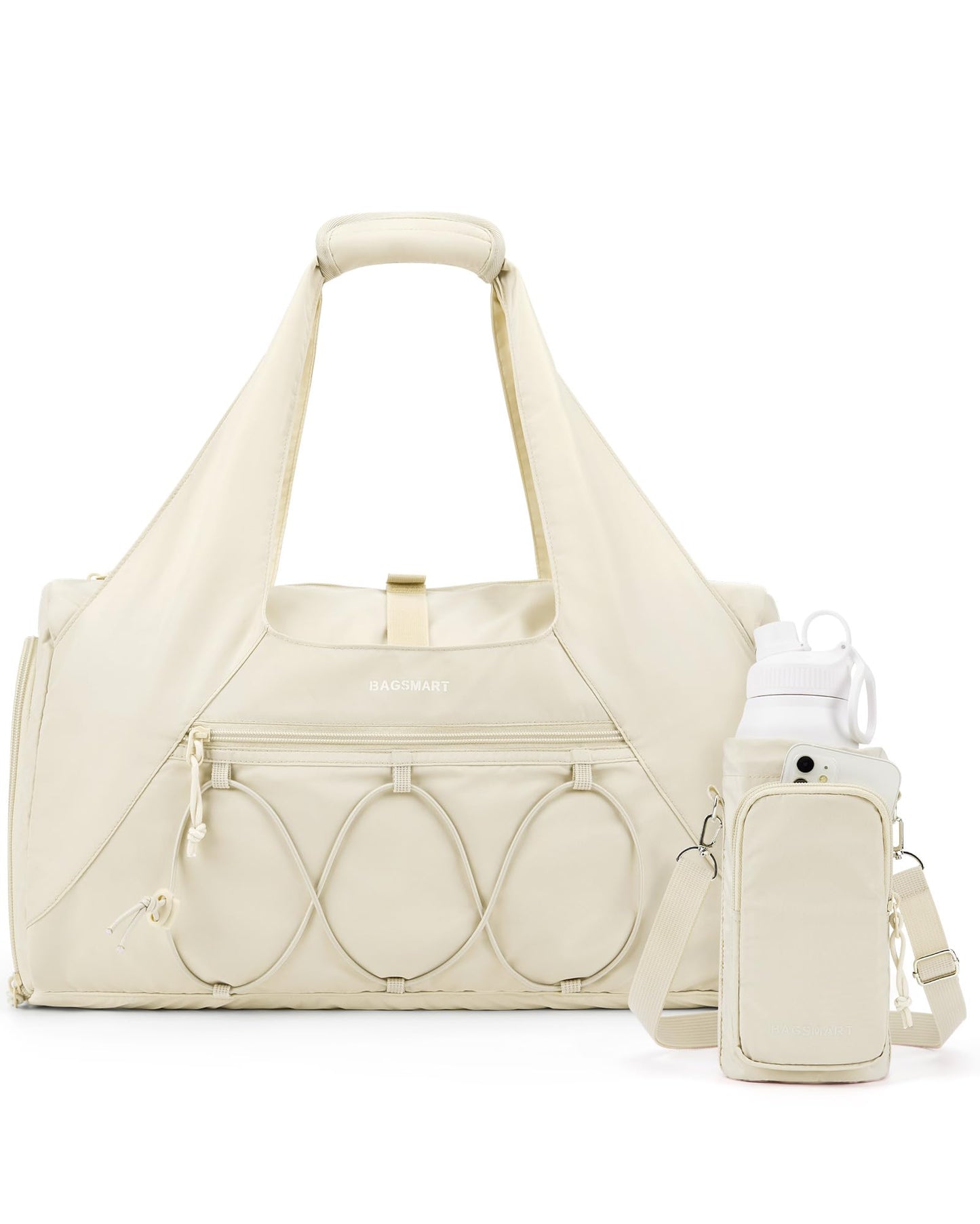 BAGSMART Gym Bag for Women, Lightweight Duffel with Shoe Compartment, Weekender with Wet Pocket, Workout Yoga Tote, Pin