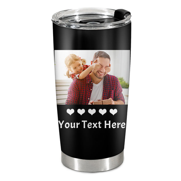 Personalized Tumbler Custom Vacuum Insulated Travel Mug Customizable Coffee Cup with Your Photos and Text Christmas Birthday Gift