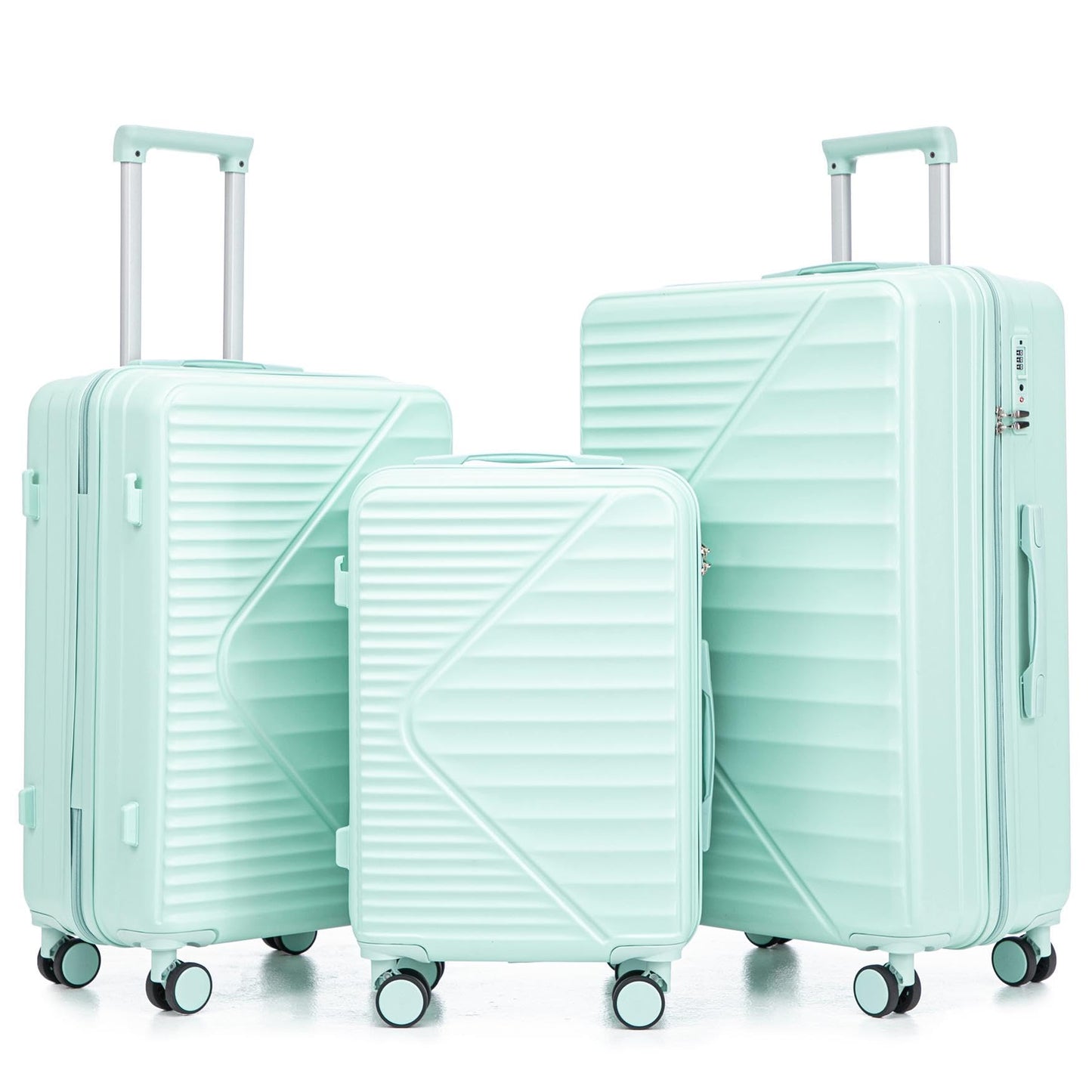 Merax 3 Piece ABS Hardshell Luggage Sets Spinner Wheel Suitcase TSA Lock Suit Case, Rosybrown, 20/24/28 Inch
