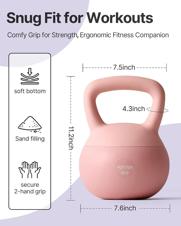YOTTOY Soft Kettlebell,Kettlebell Anti-Slip Grip Weight for Home Workouts, Kettlebells Set Strength and Safety Guaranteed
