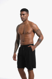 Sauna Shorts for Men 2 in 1 Sweat Shorts Men Sauna Suit Compression Liner Athletic Workout Pants with Pockets