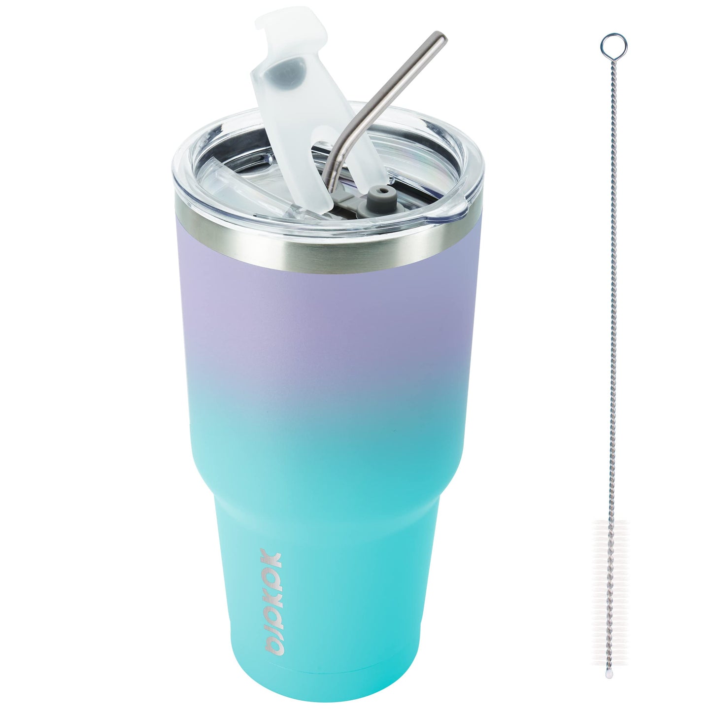 BJPKPK Insulated Stainless Steel Tumbler, Coffee Cup with Lid and Straw, Double Wall Vacuum Travel Mug, Powder Coated Leakproof Tumbler Cup,Oasis