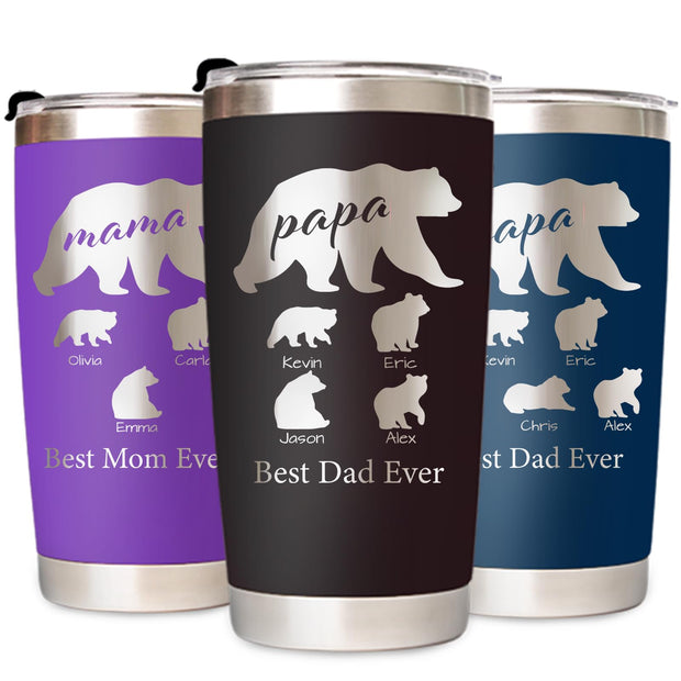 Personalized Tumbler with Engraved Name - Personalized Fathers Day Cup Gifts - Custom Stainless Steel 20 Oz Coffee Tumbler with Lid - Custom Birthday Gifts for Dad Husband