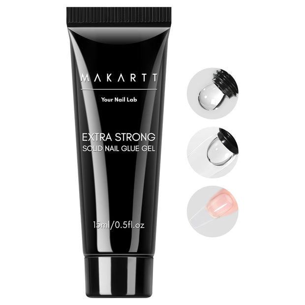 Makartt Nail Glue and Remover Kit: Super Strong Solid Gel for Press on Tips, 30ml Glues Remover for Easy Polish Removal, Nails Art Supplies for Salon and Home Use
