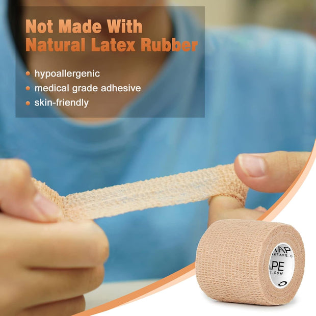 OK TAPE Self Adherent Cohesive Bandages Wrap - 12Packs, 2" x 5 Yards, Non-Woven Self Adhesive Bandage Wrap for Thumb, Finger, Wrist, Ankle, Vet Wrap Bandages Tape (Mixed Colors)