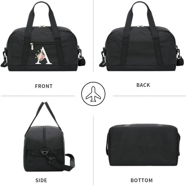 Small Gym Bag for Women Letter Style Small Duffle Bag for Travel Sport Carry on Bag-Black(Letter A)