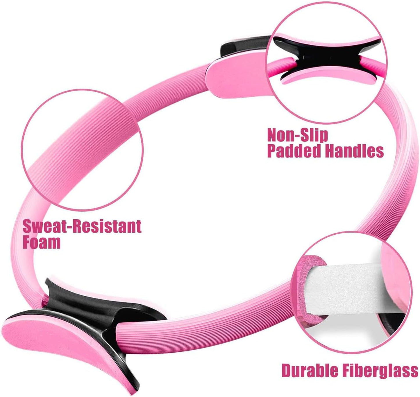 Basan Pilates Ring Kit – Pilates 14" Magic Circle, 9" Mini Exercise Ball for Inner Thighs, Arms & Core Toning – Home Pilates Fitness Ring Workout Set for Women Beginner Starter kit