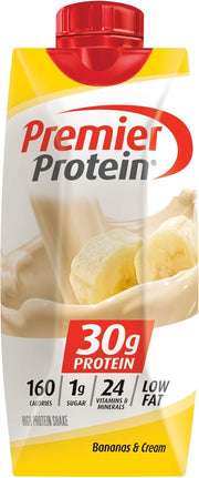 Premier Protein, 30g Shakes Bananas and Cream, 44 Fl Oz, Pack of 4