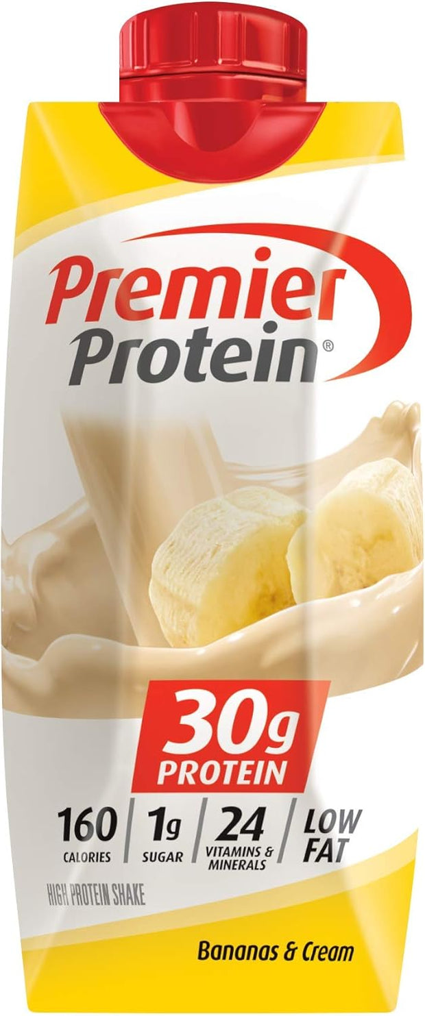 Premier Protein, 30g Shakes Bananas and Cream, 44 Fl Oz, Pack of 4