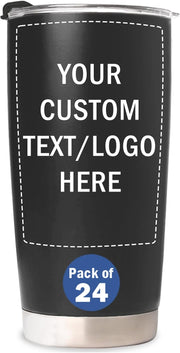 Personalized Bulk Stainless Steel Tumblers 20 oz - Set of 6/12/24/48 - Custom Photo Tumblers Bulk Packaging - Personalzied Tumbler with Logo & Text - Personalized Tumbler Wholesale