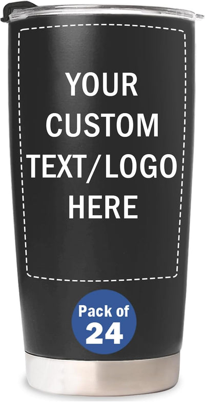 Personalized Bulk Stainless Steel Tumblers 20 oz - Set of 6/12/24/48 - Custom Photo Tumblers Bulk Packaging - Personalzied Tumbler with Logo & Text - Personalized Tumbler Wholesale