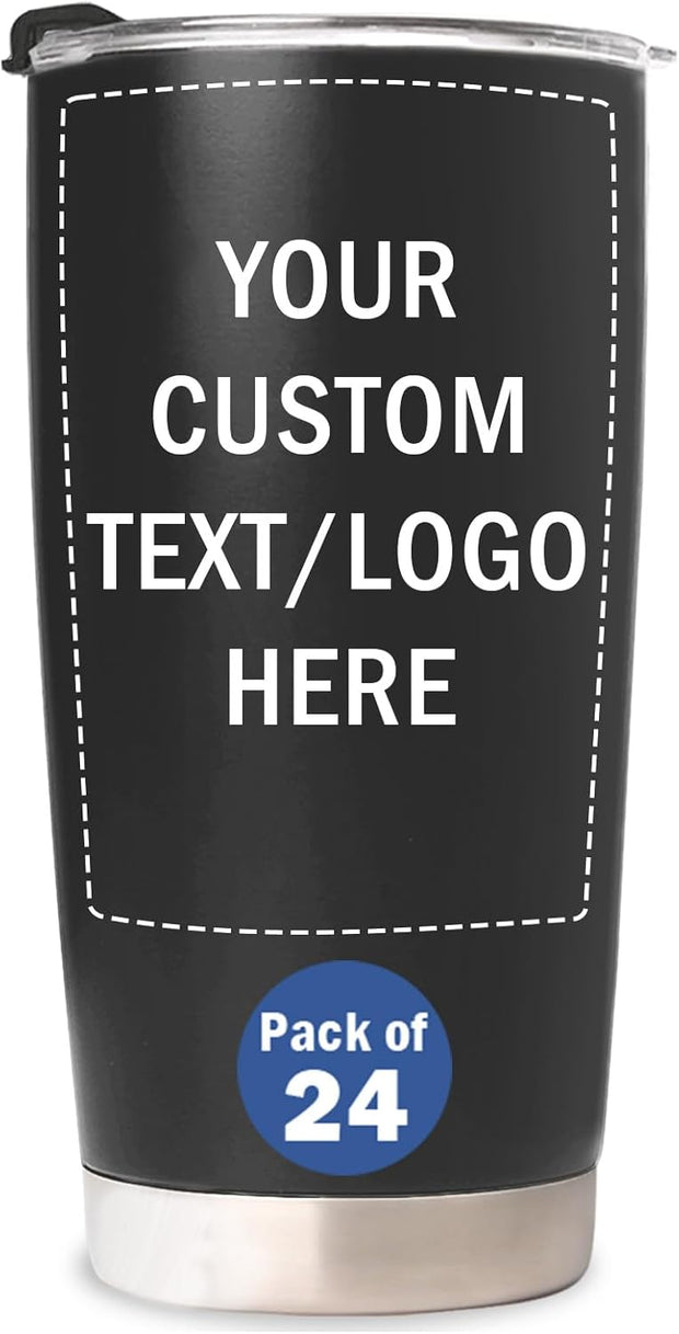 Personalized Bulk Stainless Steel Tumblers 20 oz - Set of 6/12/24/48 - Custom Photo Tumblers Bulk Packaging - Personalzied Tumbler with Logo & Text - Personalized Tumbler Wholesale