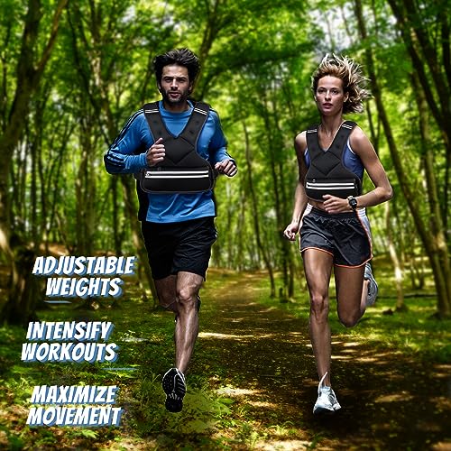 JoyPlus Adjustable Weight Vest,Strength Training Running Vest, Workout Equipment, Sport Exercise, Fitness, Weight Loss for Men 12LB, Women 8LB, Velcro or Buckle