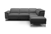 Valencia Pista Full Leather Left Chaise Sofa 112.5" | Italian Nappa Leather Modern Cloud Couch for Living Room/Apartment Furniture | Power Recliner, Ultimate Comfort, Cognac