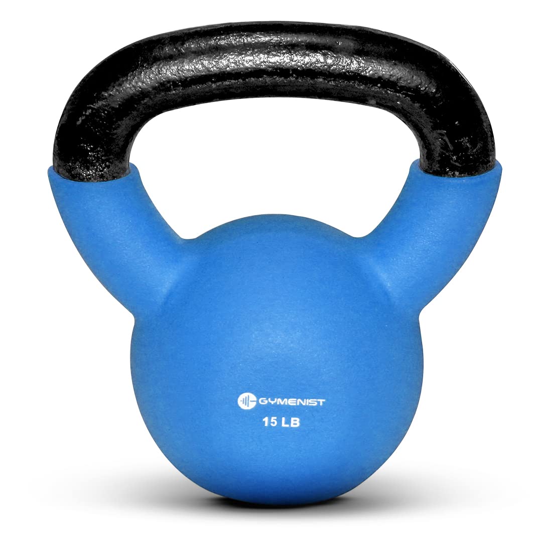 GYMENIST Kettlebell Fitness Iron Weights with Neoprene Coating Around The Bottom Half of The Metal Kettle Bell