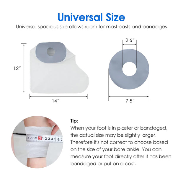 Waterproof Cast Cover for Shower Ankle Wound Protector Bath Adult Watertight Cast Bag Showering for Surgery Foot, Ankle, Burns Reusable (A-Foot)