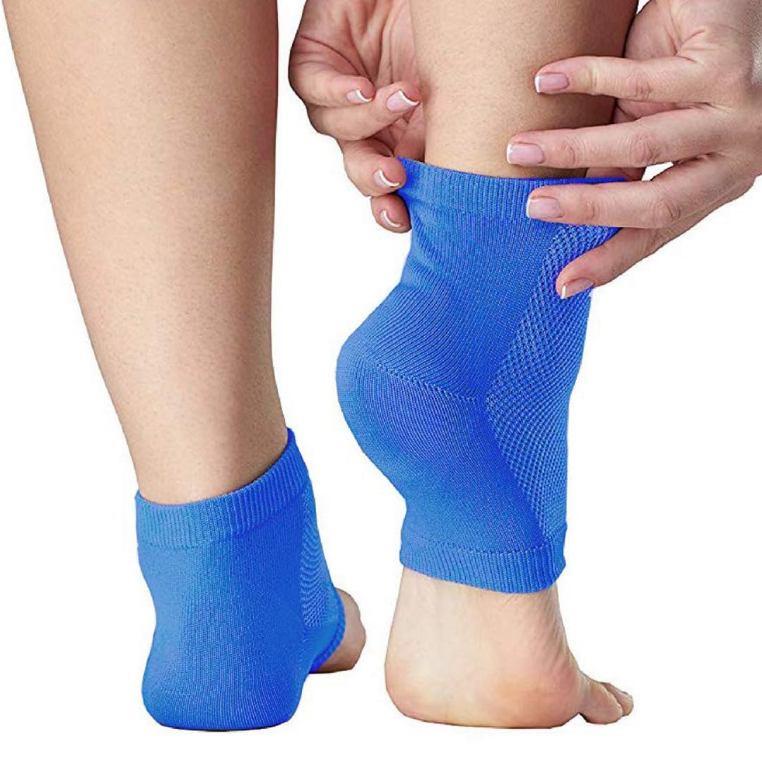 NatraCure Vented Moisturizing Gel Heel Sleeves - (2 Pairs of Skin Softening Footcare Treatment Socks for Cracked Heels, Dry feet, Foot calluses, Rough Heel Socks - (608-M RET2PK) - Size: Regular