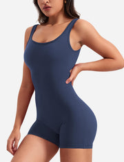 YEOREO One Piece Workout Jumpsuits for Women Backless Tummy Control Sleeveless Jumpsuits Lizvette V Back Scrunch Yoga Romper