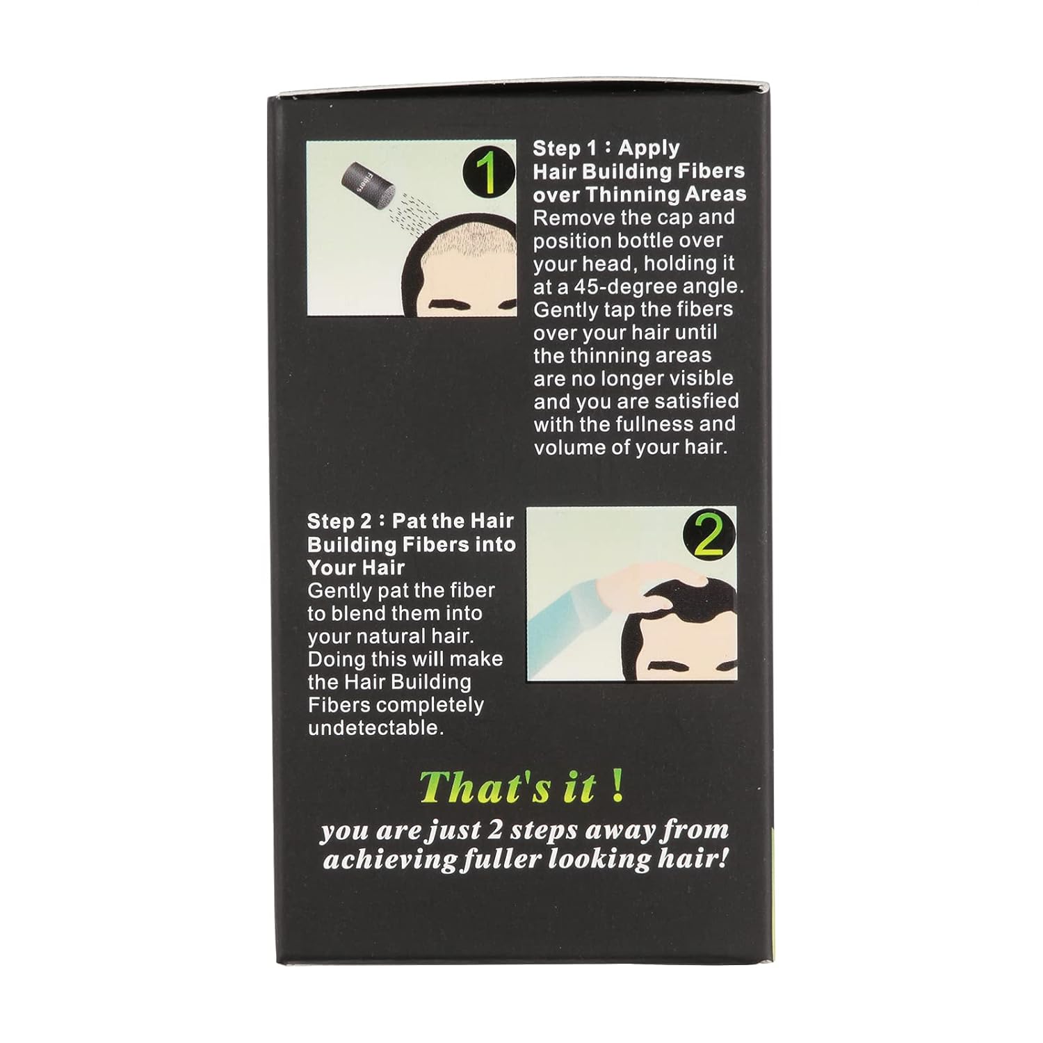 Dark Brown Colored Hair Building Fibers - Instantly Thicken Thinning Hair for Men and Women