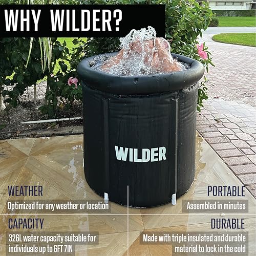 Wilder XL Ice Bath Cold Plunge – 86 Gallon Portable Ice Bath Tub for Recovery and Cold Water Therapy – Triple Insulated