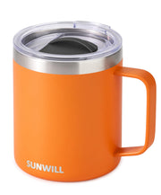 SUNWILL Travel Coffee Mug with Lid, Insulated Tumbler with Handle, 14 oz Stainless Steel Cup for Ice, Water, Tea, Rose Gold