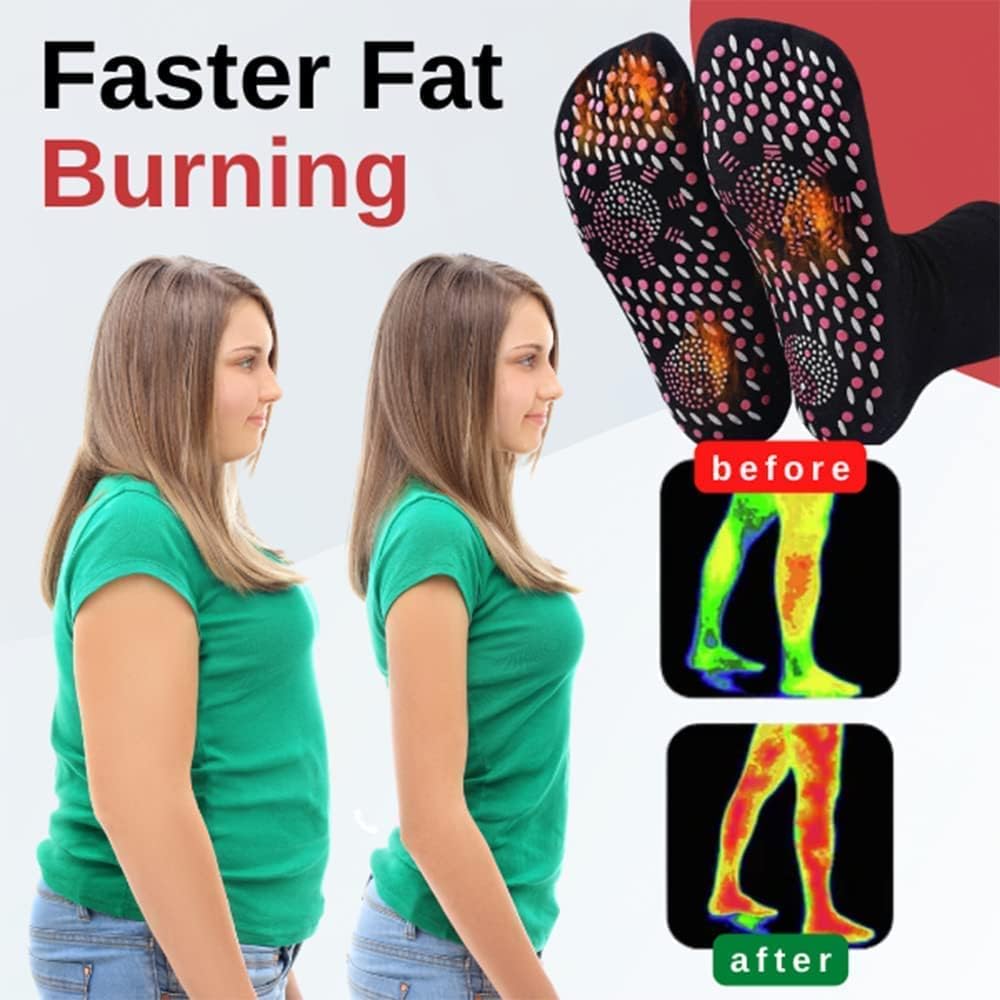 3 Pair AFIZ Tourmaline Slimming Health Sock Veinesheal Thermotherapeutic Sock Soothingfeet Thermotherapeutic Socks Veinesheal Self-Heating Socks for Women Men (Black)