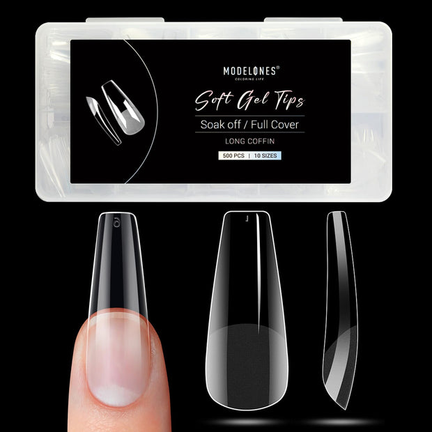 Modelones Medium Almond Nail Tips 510Pcs Clear False Acrylic Almond Press on Nails Pre-shape Full Cover Fake Extension DIY at Home 15 Sizes