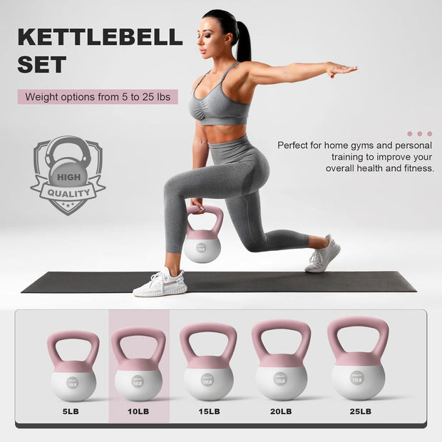 Soft Kettlebell 5LB/10LB/15LB/20LB/25LB, Kettlebells Set Soft Kettle Bell Anti-Slip Grip Weight for Home Gym Strength Training