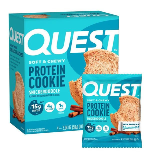 Quest Nutrition Chocolate Chip Protein Cookie, 15g Protein, 1g Sugar, 2g Net Carbs, Keto Friendly, High Protein, Low Carb; 4 Count