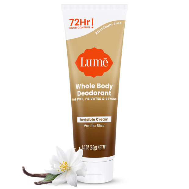 Lume Whole Body Deodorant - Invisible Cream Tube - 72 Hour Odor Control - Aluminum Free, Baking Soda Free, Skin Safe - 3.0 ounce (Clean Tangerine)