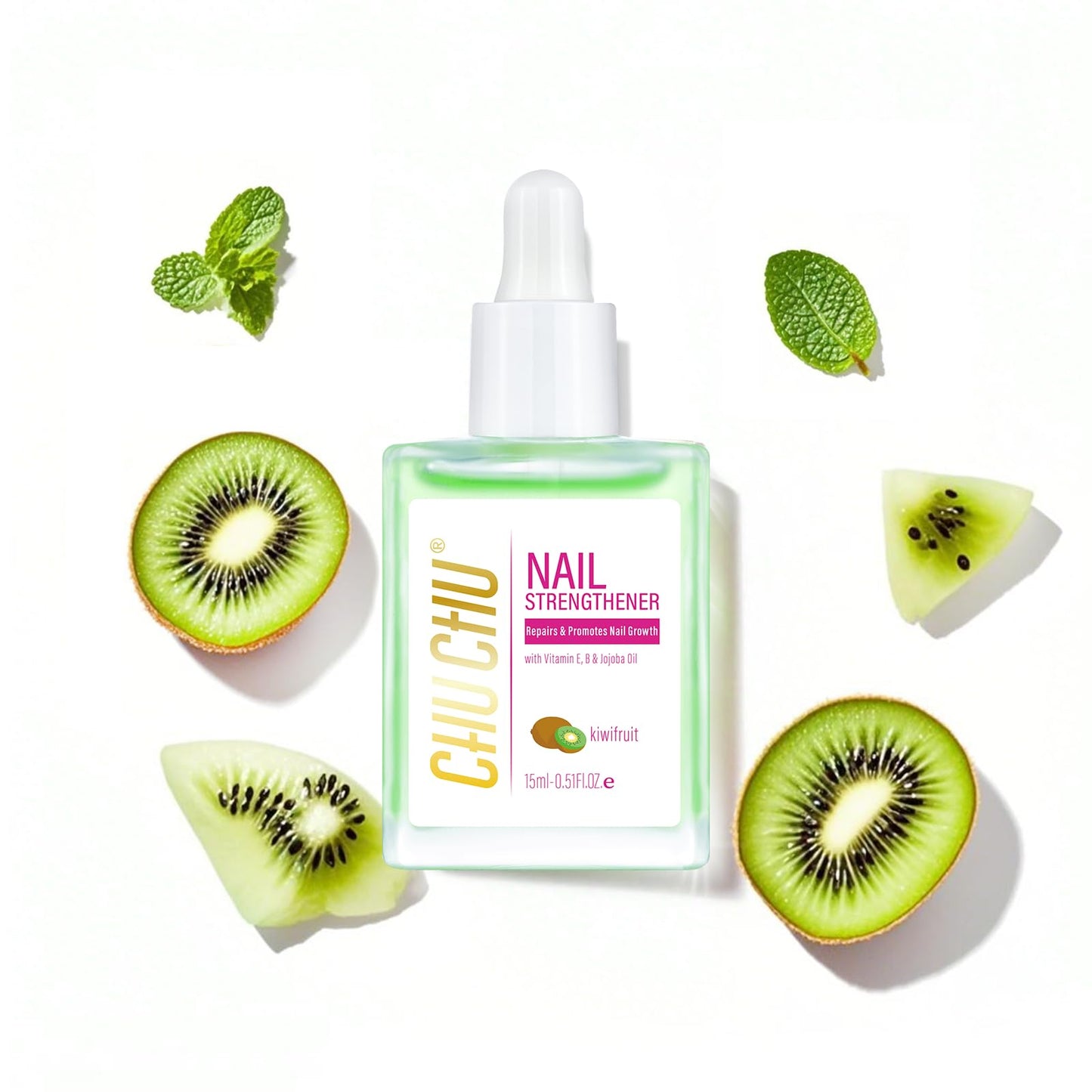 CHUCHU Nail Growth and Strengthener Oil for Cuticle - Pineapple Scent Cuticle Oil Repair Moisturizing Treatment - Natural Jojoba Vitamin B & E Nail Oil for Dry Cracked Nails