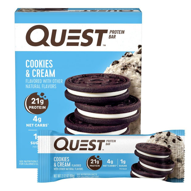 Quest Nutrition White Chocolate Raspberry Protein Bars, 20g Protein, 1g Sugar, 5g Net Carb, High Fiber, Gluten Free, Keto Friendly, 4 Count