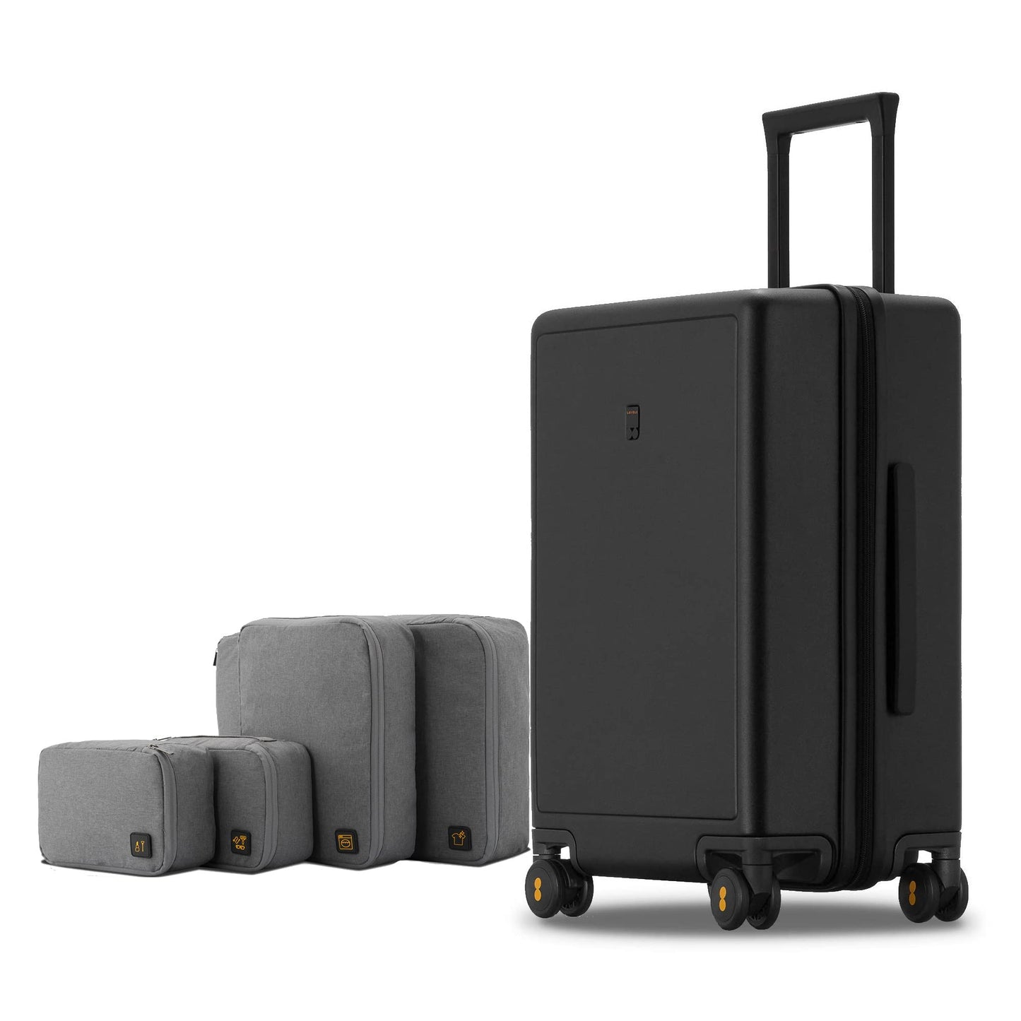 LEVEL8 Elegance Checked Luggage, 24 Inch Hardside Suitcase, Lightweight Matte Hardshell with Tsa Lock, Large Suitcases with Spinner Wheels, Light Blue