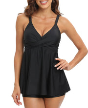 SEAFORM Women's Tankini Bathing Suits Two-Piece Tummy Control Swim Dress High Waist Printing Padded Swimsuits with Boyshorts