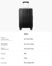 LUGGEX Carry On Luggage 22x14x9 Airline Approved, 100% PC Hard Shell Travel Suitcase with Smooth Spinner Wheels TSA Lock, 20 Inch, Black