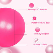 Small Pilates Ball 9 Inch Small Exercise Ball Mini Workout Yoga Balls for Gym Yoga, Core Training, Fitness, Workout, Stability, Improves Balance