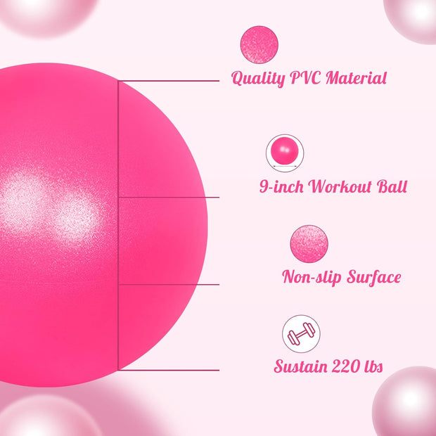 Small Pilates Ball 9 Inch Small Exercise Ball Mini Workout Yoga Balls for Gym Yoga, Core Training, Fitness, Workout, Stability, Improves Balance