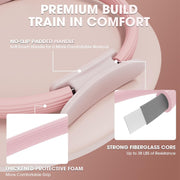 PAETA Pilates Ring Set – 14” Magic Circle (38 lbs Resistance), 9.8” Pilates Ball, 5 Resistance Bands, and Exercise Guide Included for Home Workouts