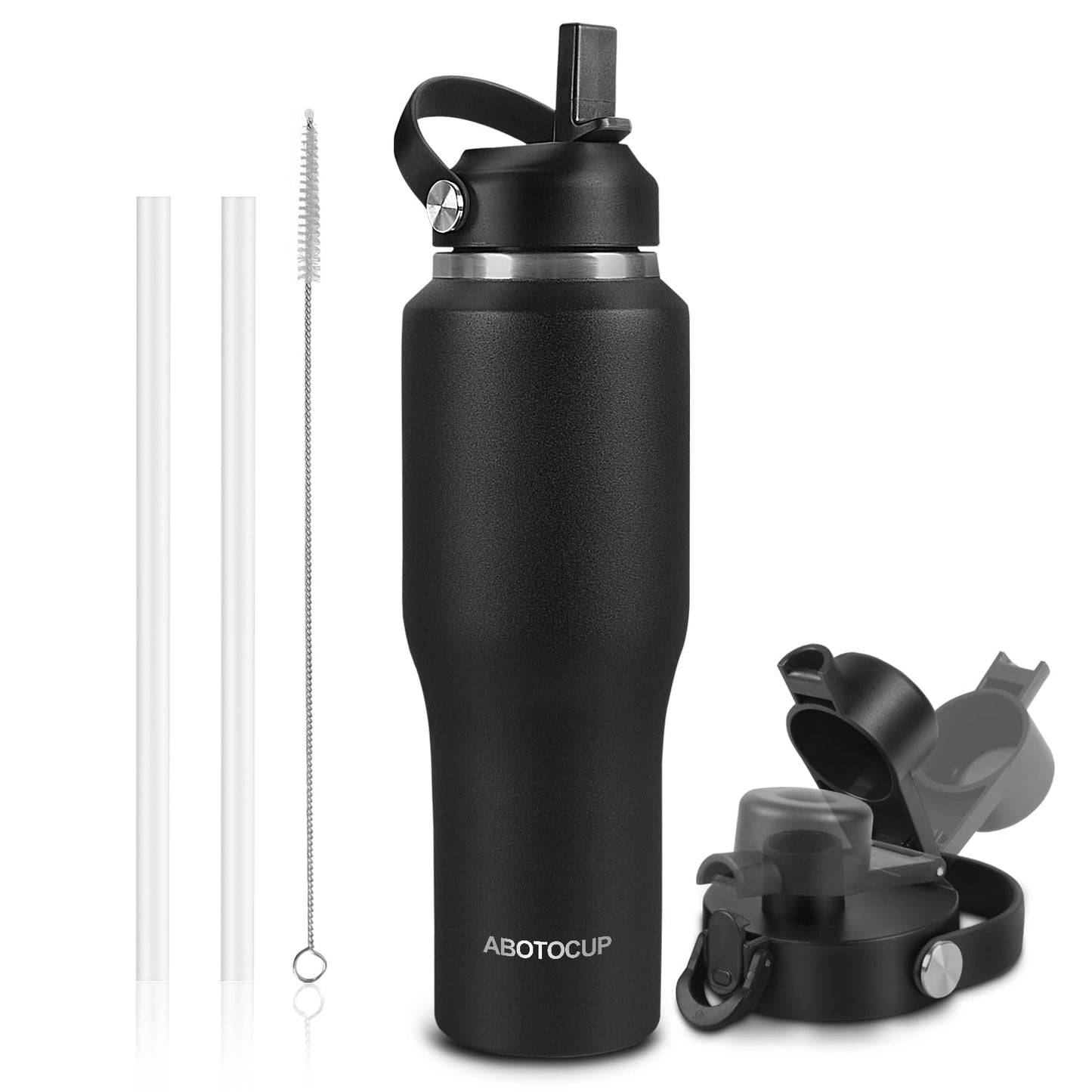 32oz Water Bottle Insulated with Powder Coated, Fit in Any Car Cup Holder, Water Bottles with Straw and Spout Lids, Stainless Steel Insulated Double Wall Leak-proof BPA Free to Keep Cold&Hot