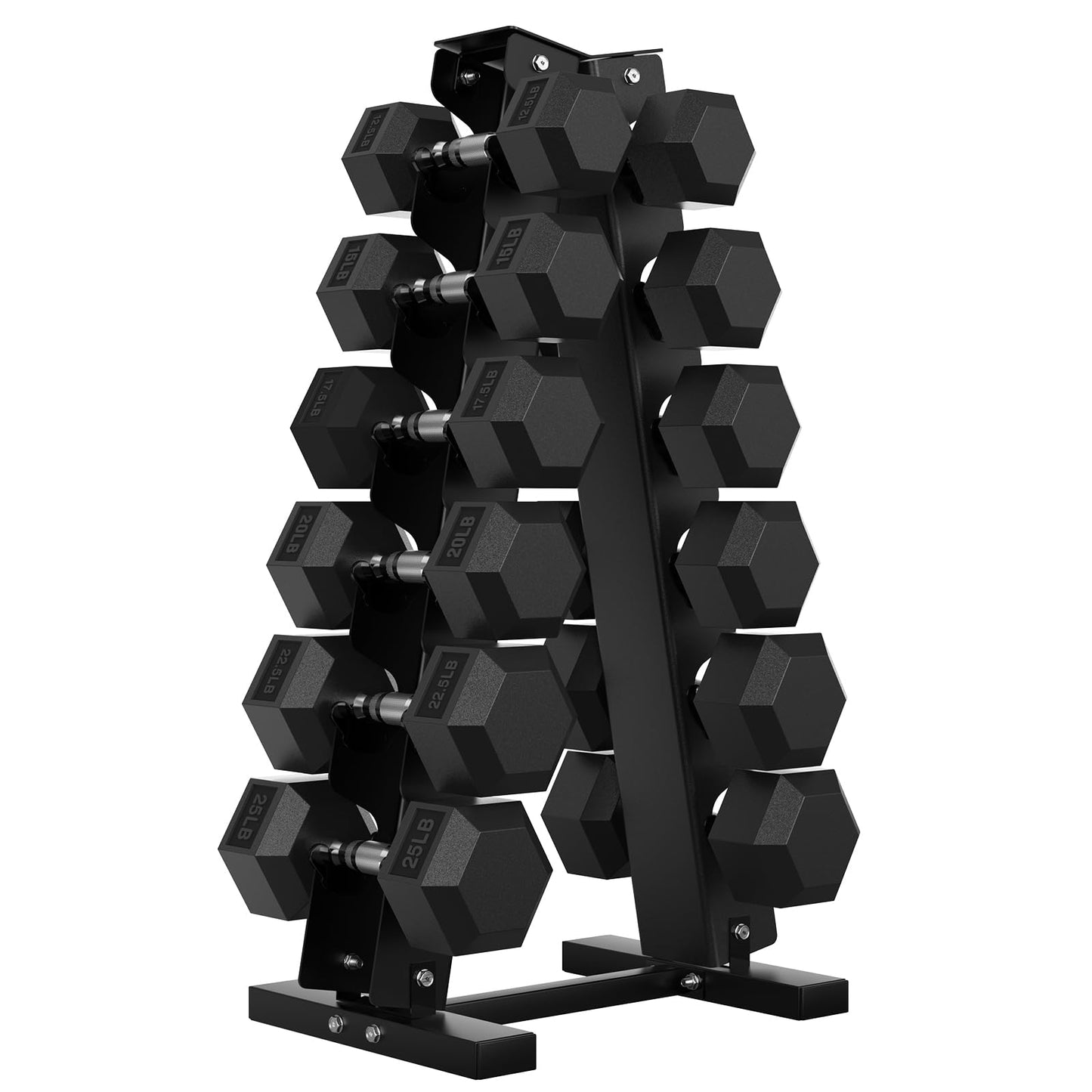Hex Dumbbell Sets with Rack, 75-300 lb Rubber Encased Dumbbells for Strength Training, Exercise, and Fitness, Home Gym Weight Set with Rack