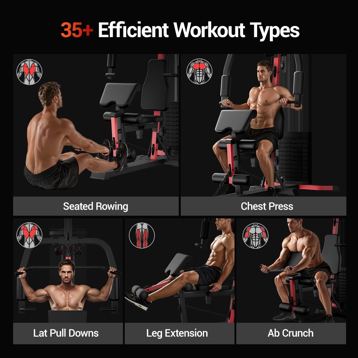 Home Gym, Workout Station with 160LBS Weight Stack, Exercise Equipment with Pulley System for Full Body Training