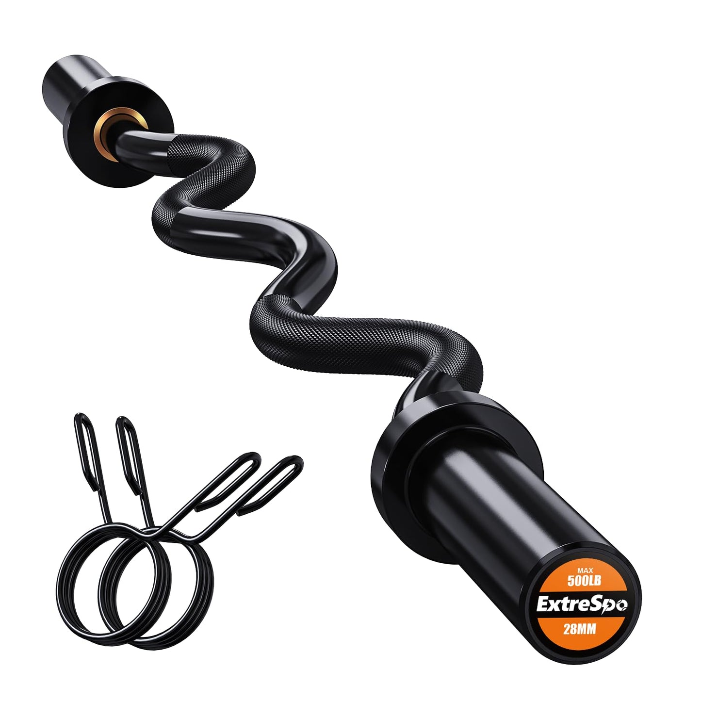 Olympic EZ Curl Barbell Bar, 47" EZ Curl Bar for Weight Lifting, Biceps, triceps, Back/Leg Muscle Group exercise,Chrome Curling Bar for 2 Inch Weight Plates,with 2 Spring Collars