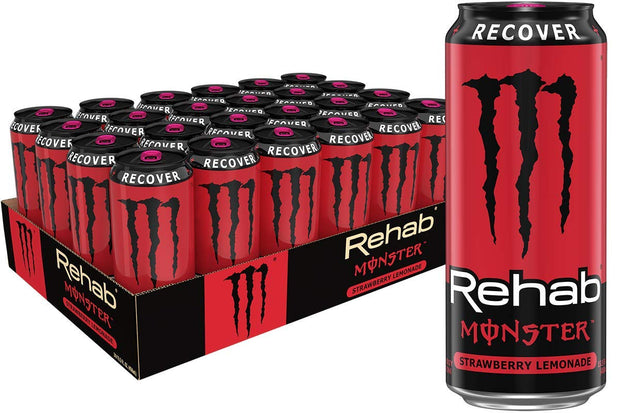 Monster Energy Rehab Tea + Lemonade + Energy, Energy Iced Tea, Energy Drink 15.5 Ounce (Pack of 15)